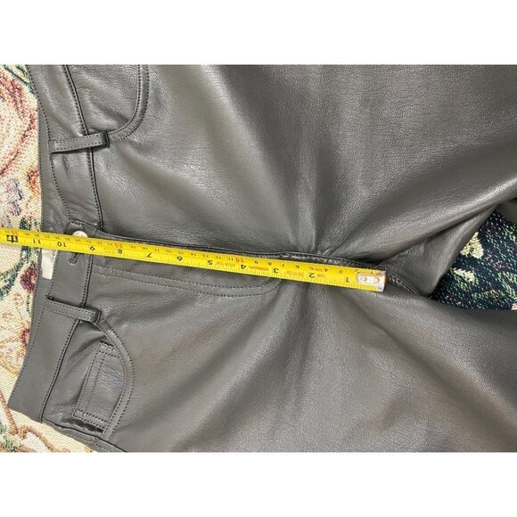 Aritzia Wilfred The Melina Faux Leather Straight leg Pants Womens 2 Gray Green - Picture 10 of 16